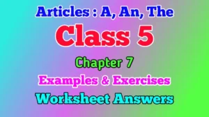 Articles Class 5 English Grammar Worksheet