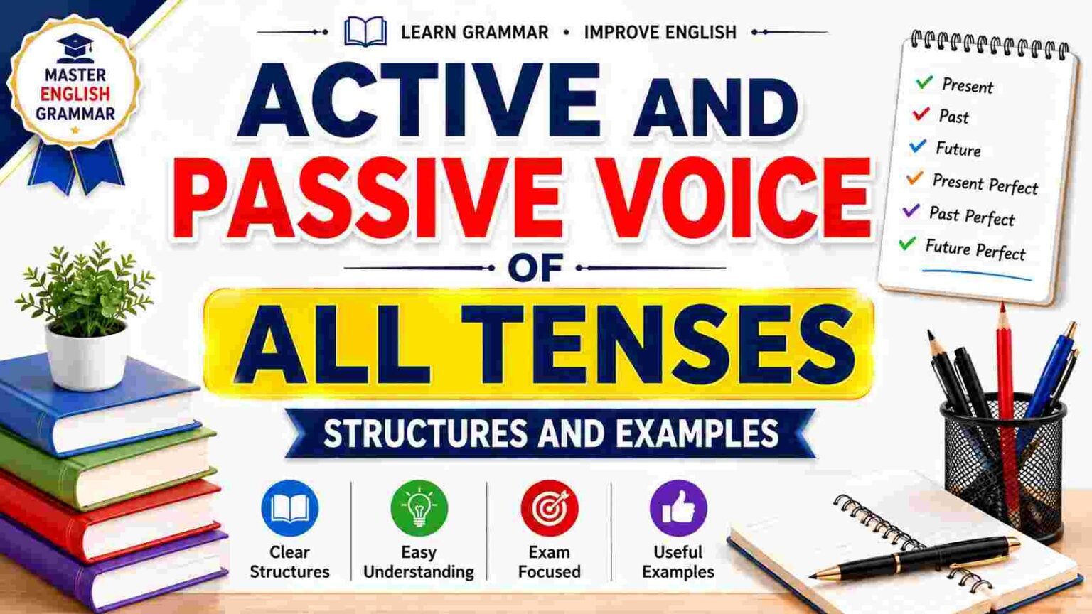 Active and Passive Voice of All Tenses Structures and Examples