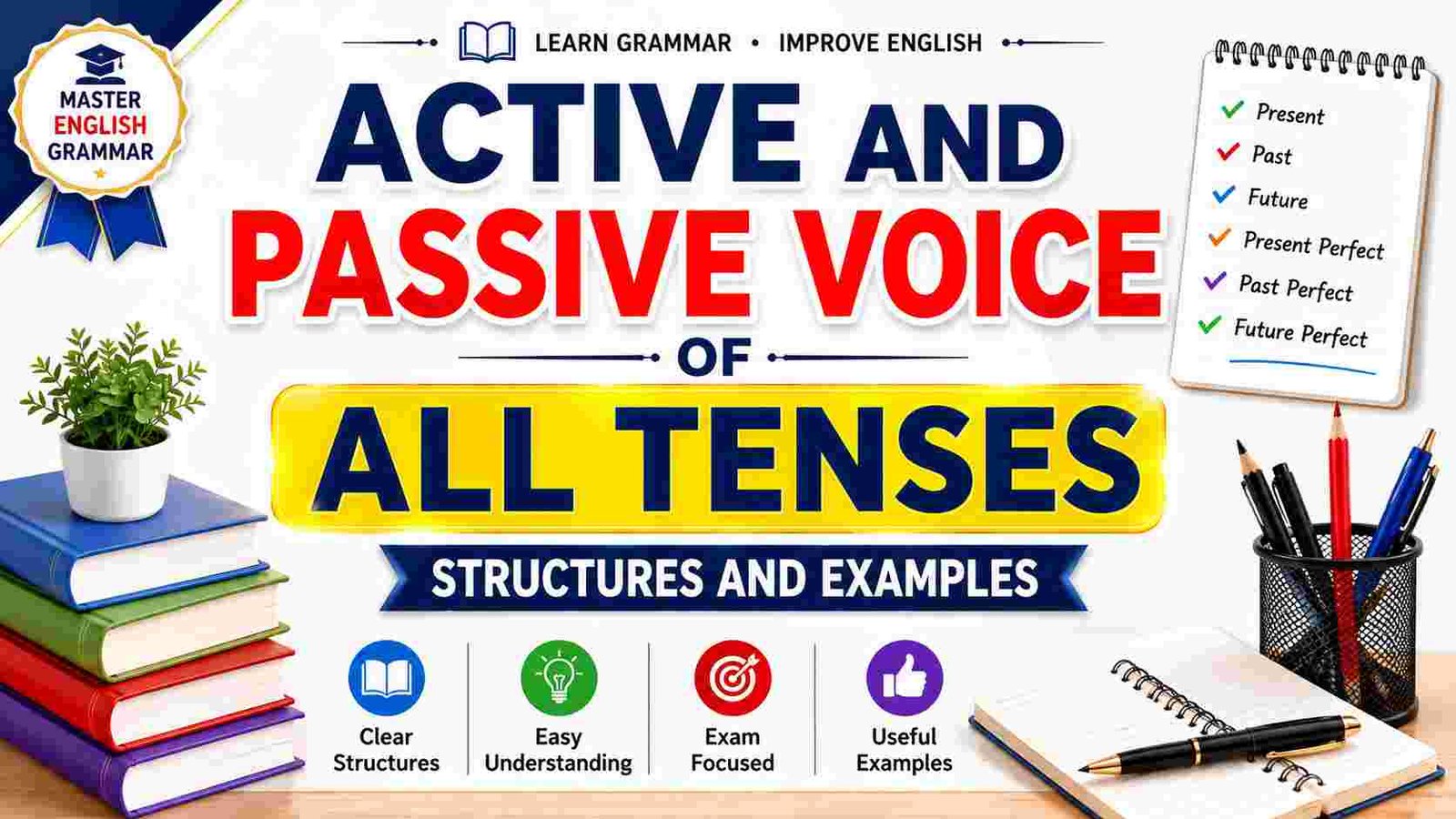 Active and Passive Voice of All Tenses Structures and Examples