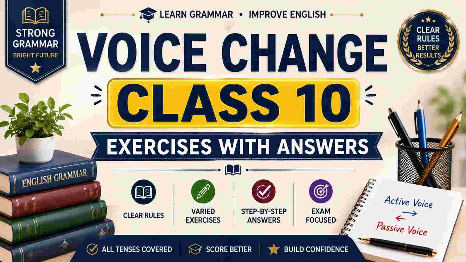 Voice Change Class 10 Exercises with Answers