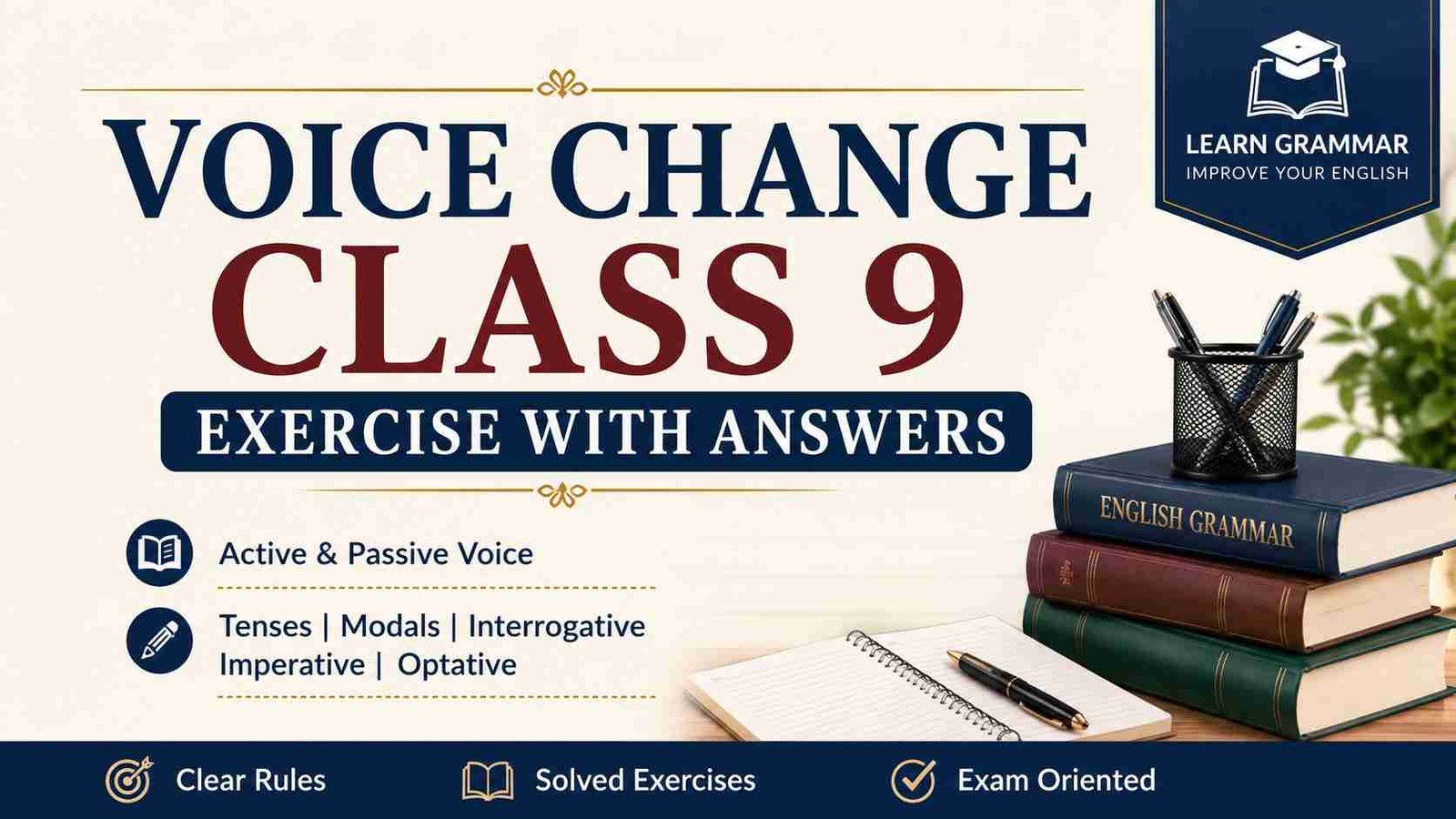 Voice Change Class 9 Exercises With Answers
